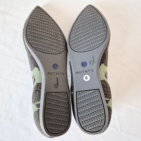 NWoB Rothy's The Point Ballet Flats Comfort Slip Green Black Camouflage - Picture 8 of 9